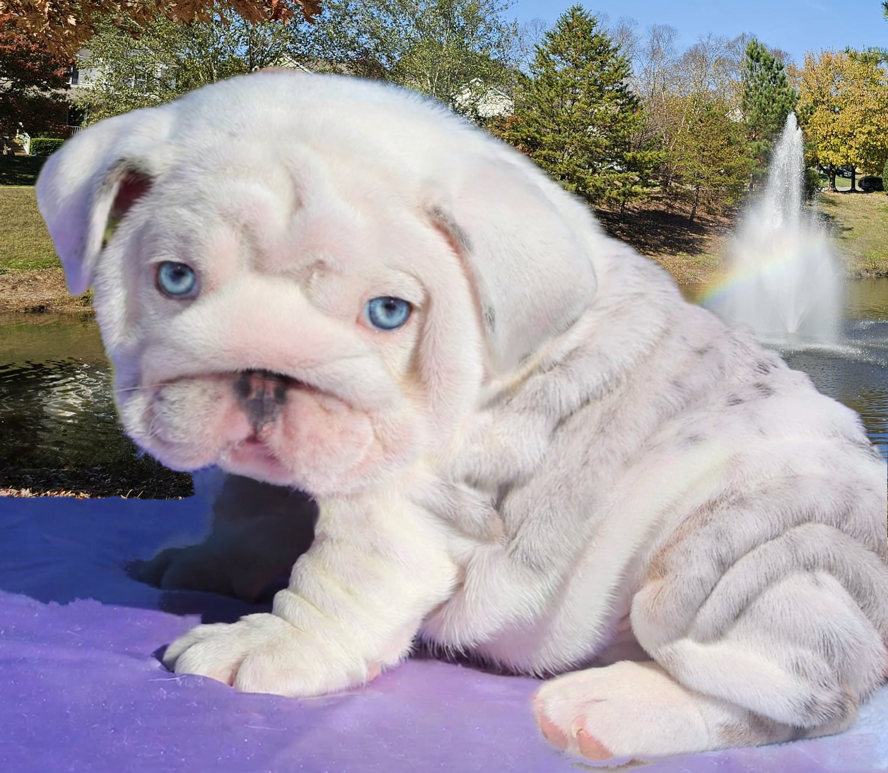 white blue bulldog puppy