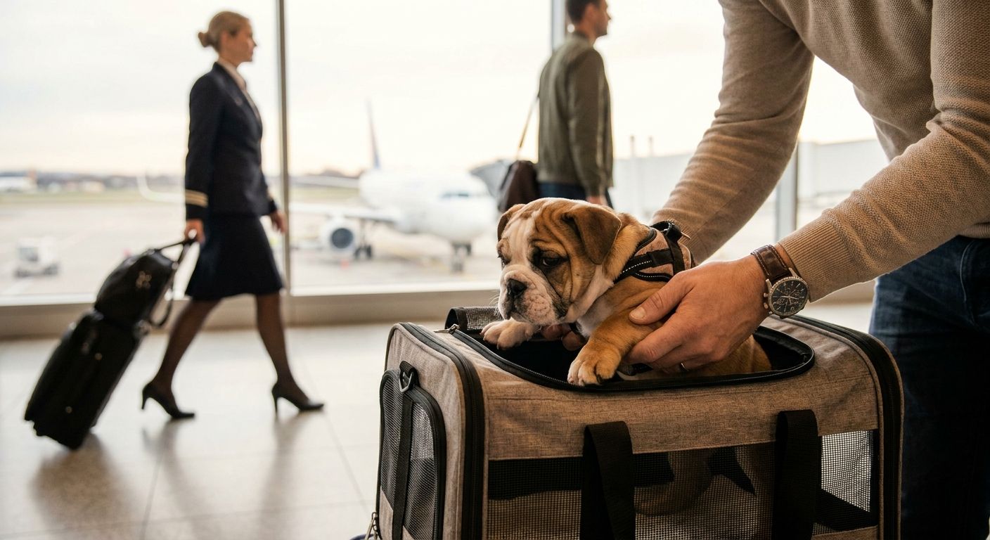 How to plan a cross-country bulldog puppy flight nanny delivery