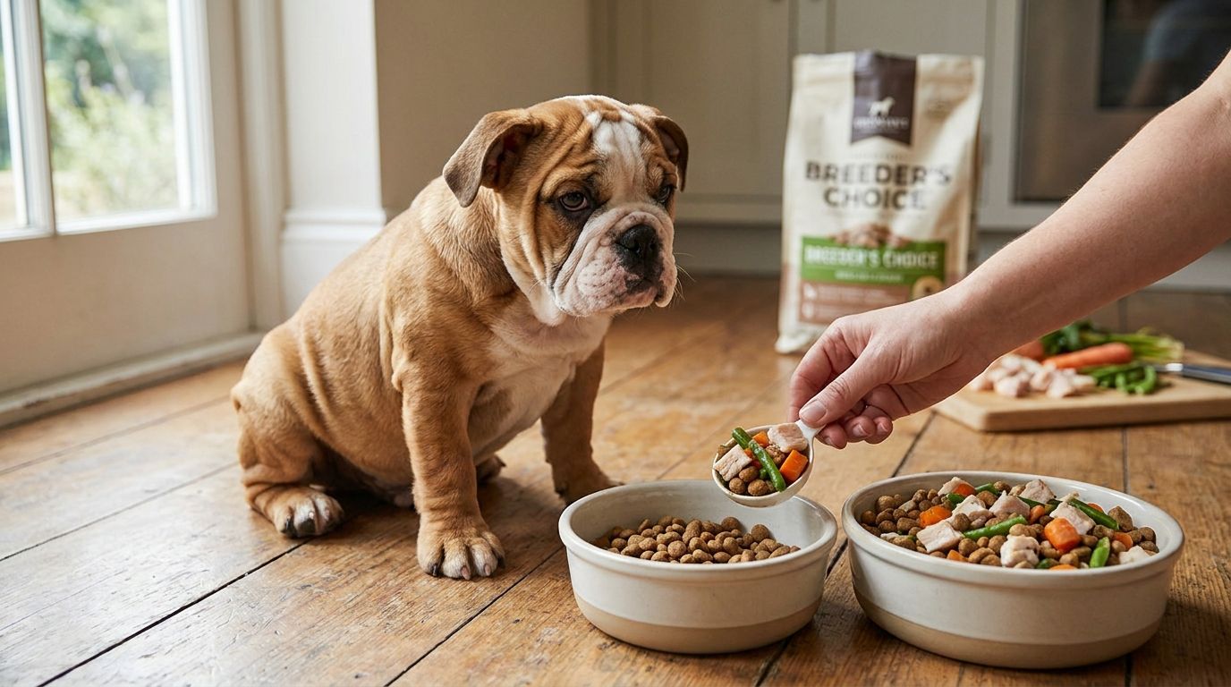 How to transition a new bulldog puppy from breeder food to home diet