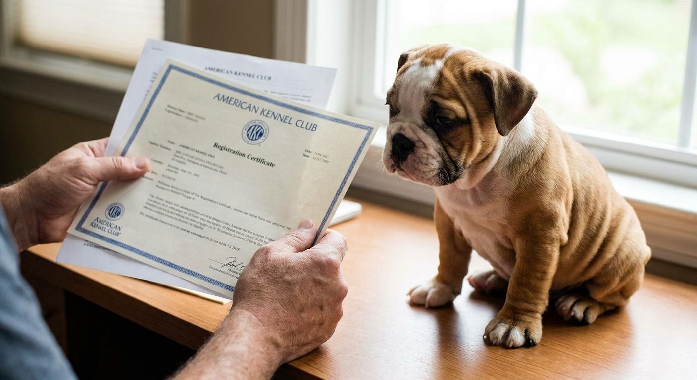 How to verify AKC registration papers on a bulldog puppy