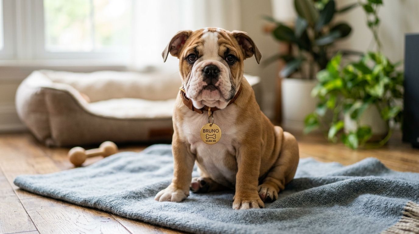 Best microchip and ID tag options for a new Bulldog puppy
