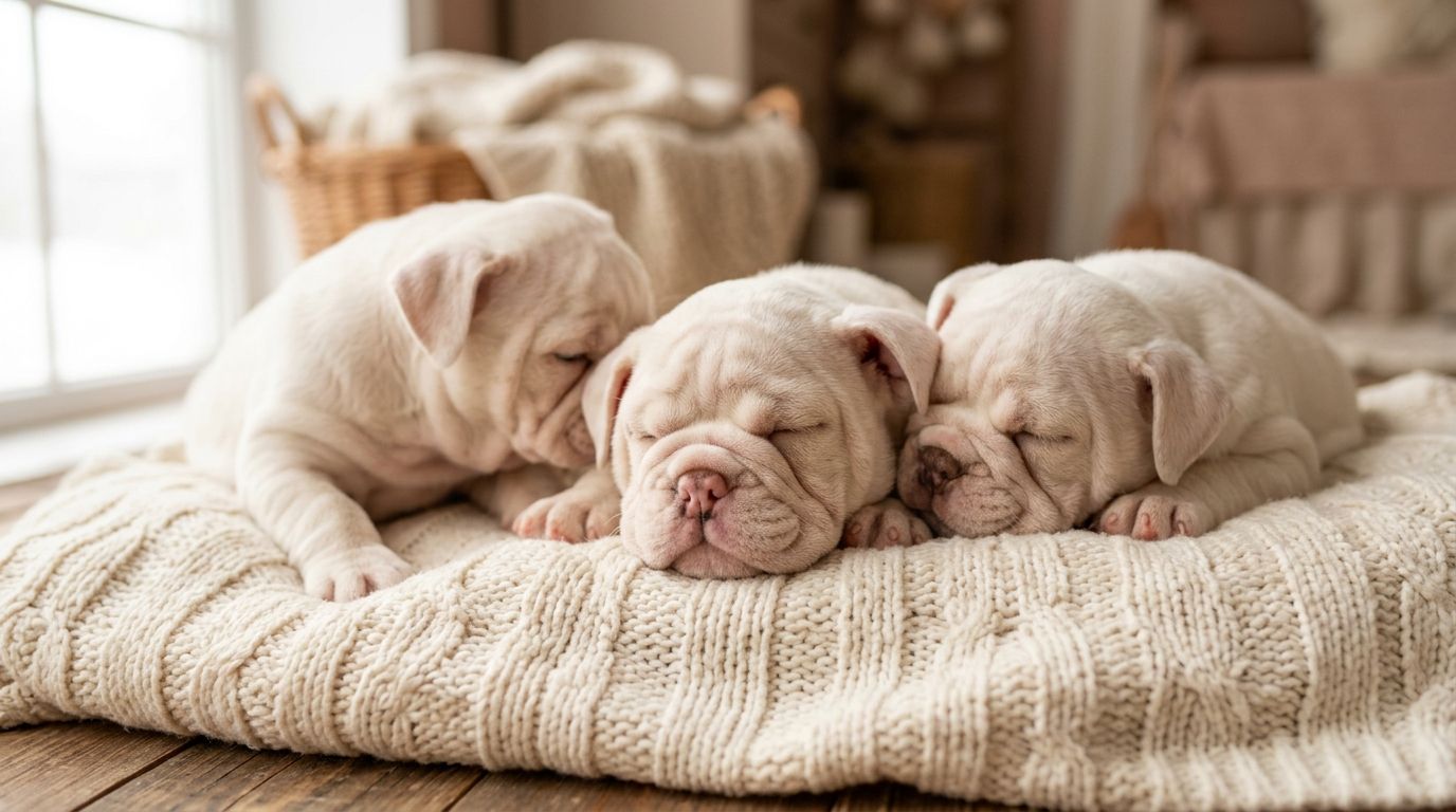 Cream English Bulldog puppies for soft-color fans