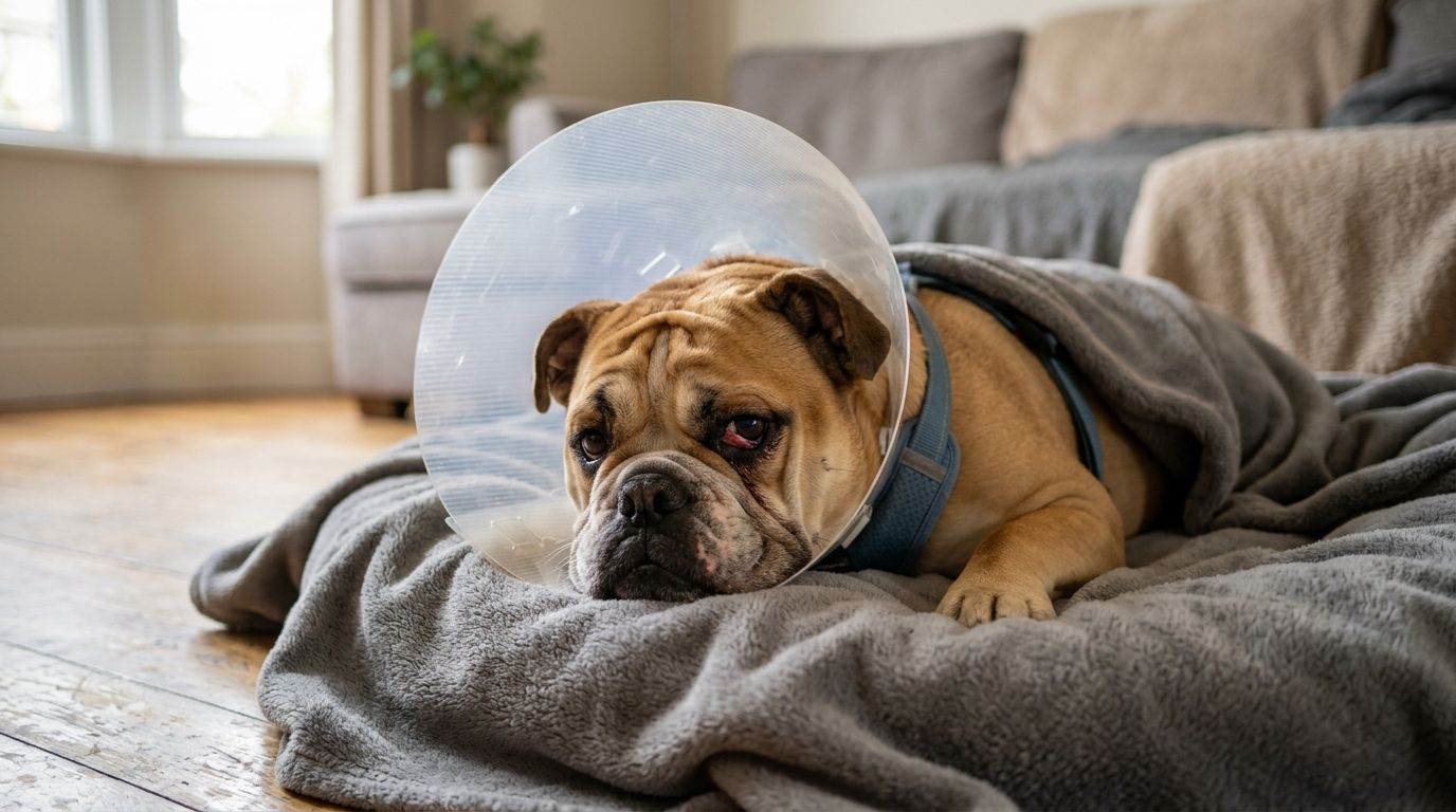 How to manage cherry eye surgery recovery in a Bulldog