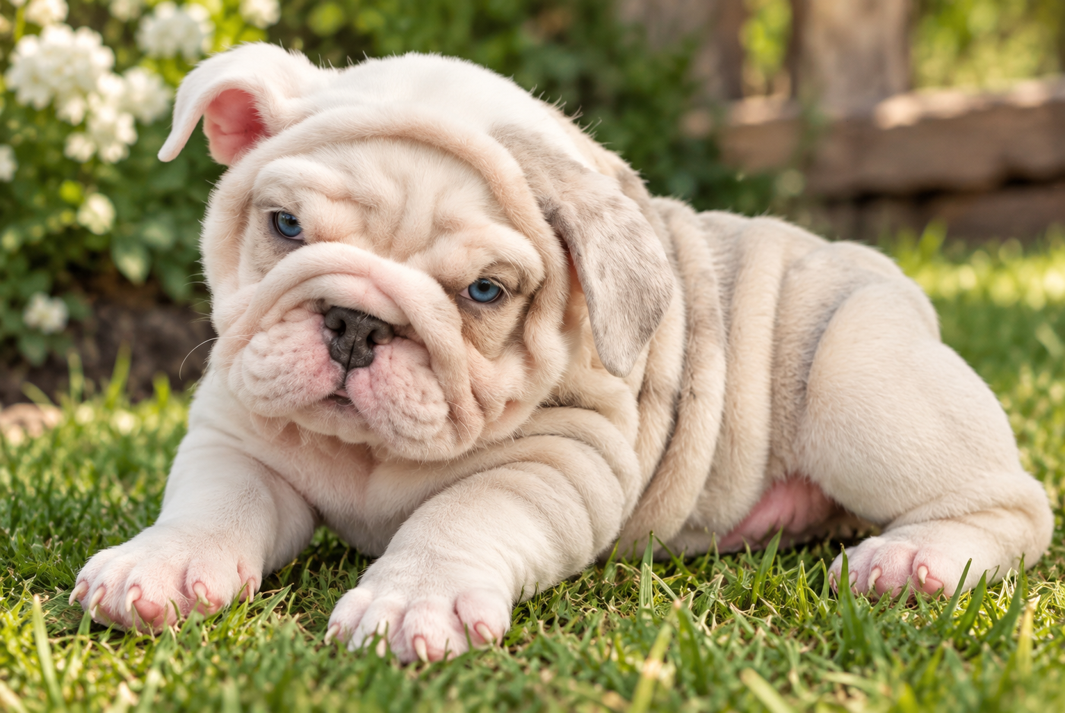 lilac merle bulldog puppy