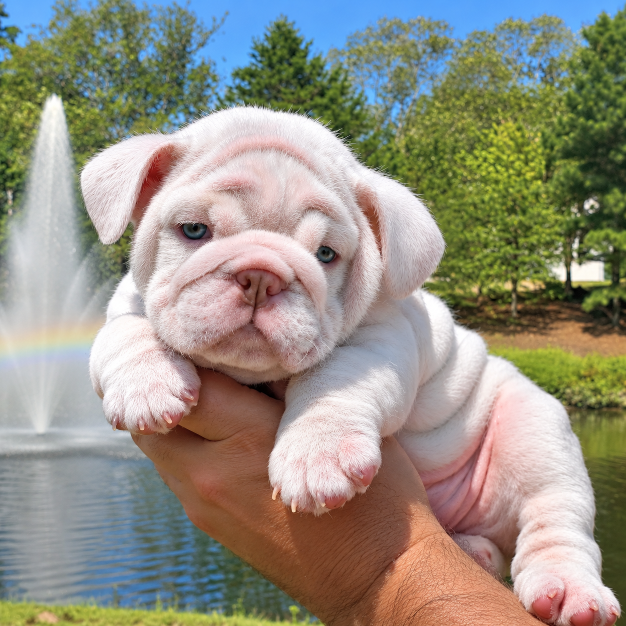 White chocolate bulldog puppy for sale